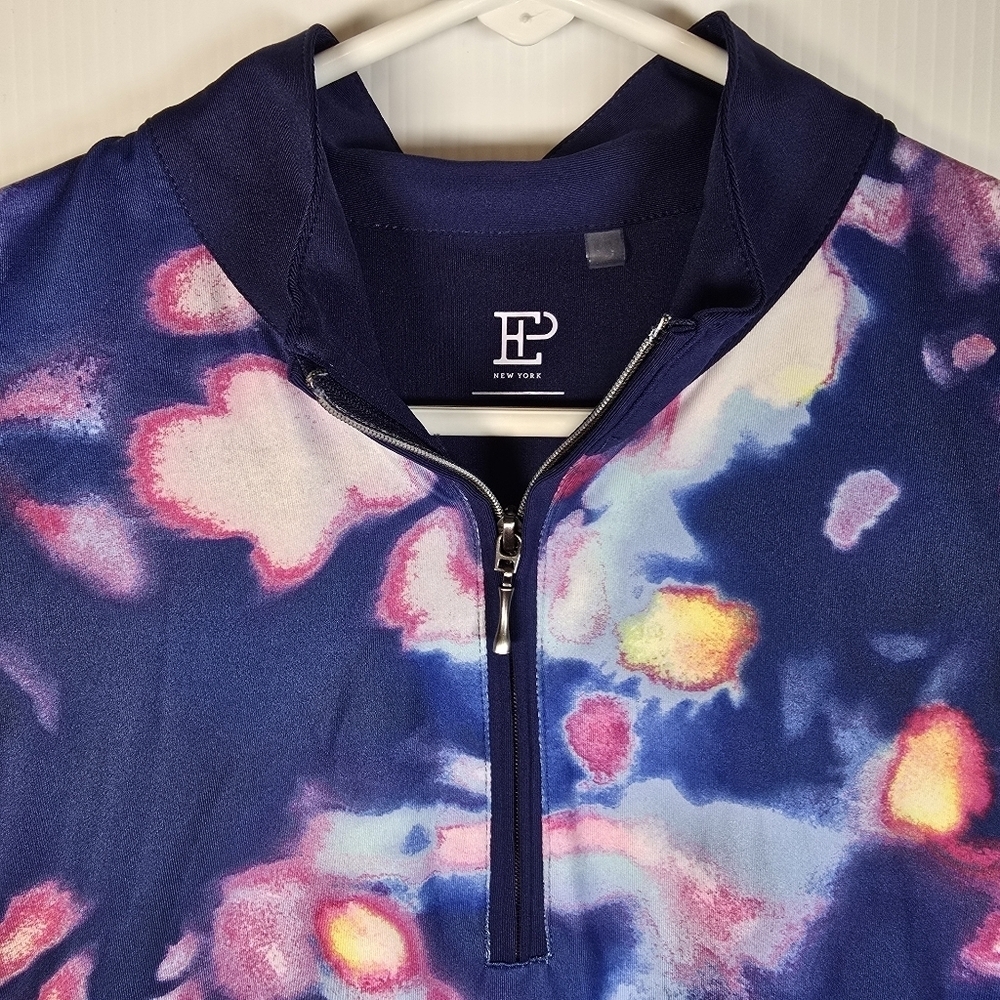 EP Women's Sleeveless Navy and Pink Patterned Women's Golf Top 1/4 Zip Size M - Picture 3 of 8
